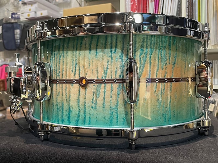 TMS1465SR ECB Star Maple Snare Drum / Emerald Sea Curly Maple Burst