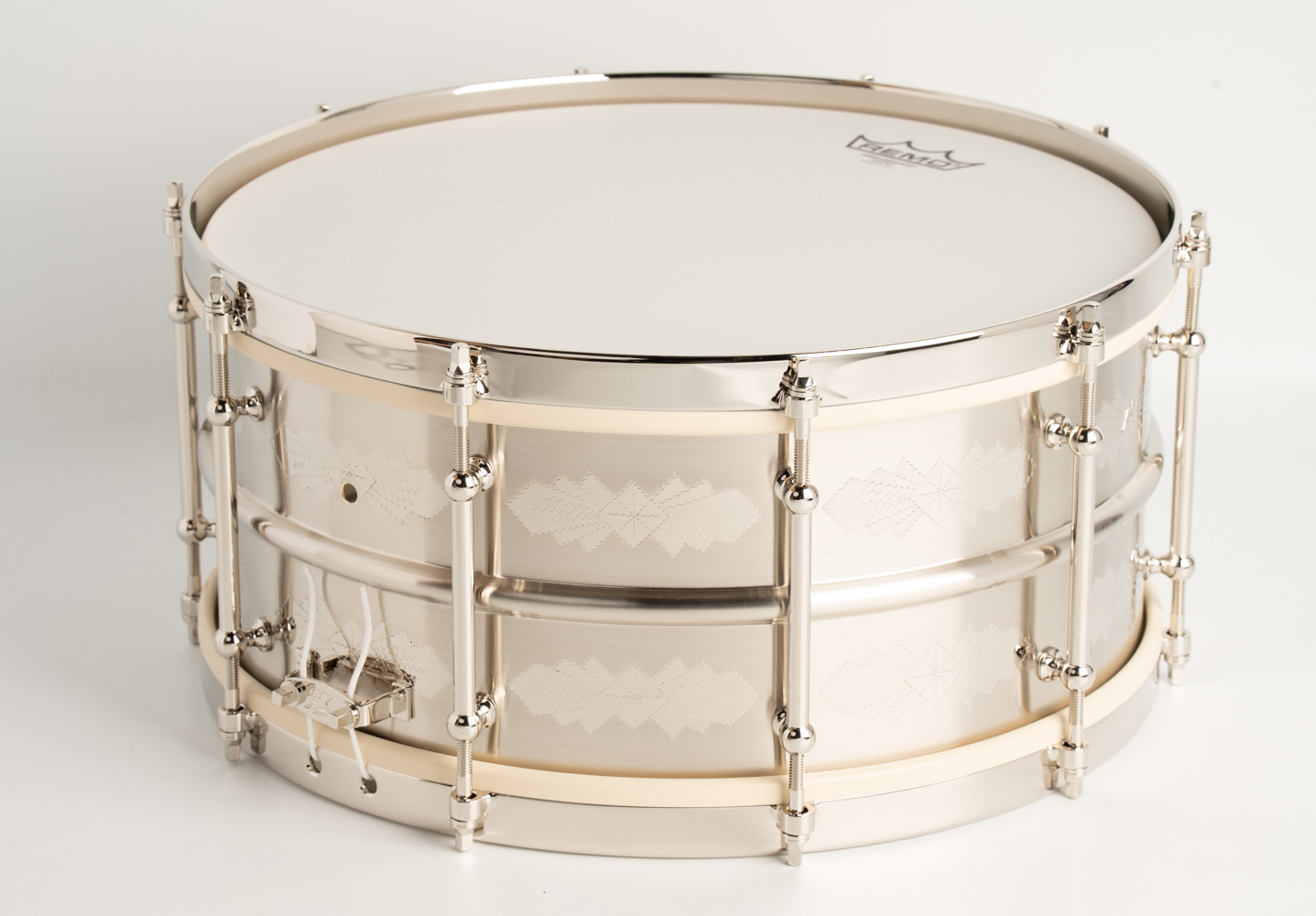 6.5"×14" Standard Model Nickel Over Brass / Hand Engraved AK Diamonds Pattern