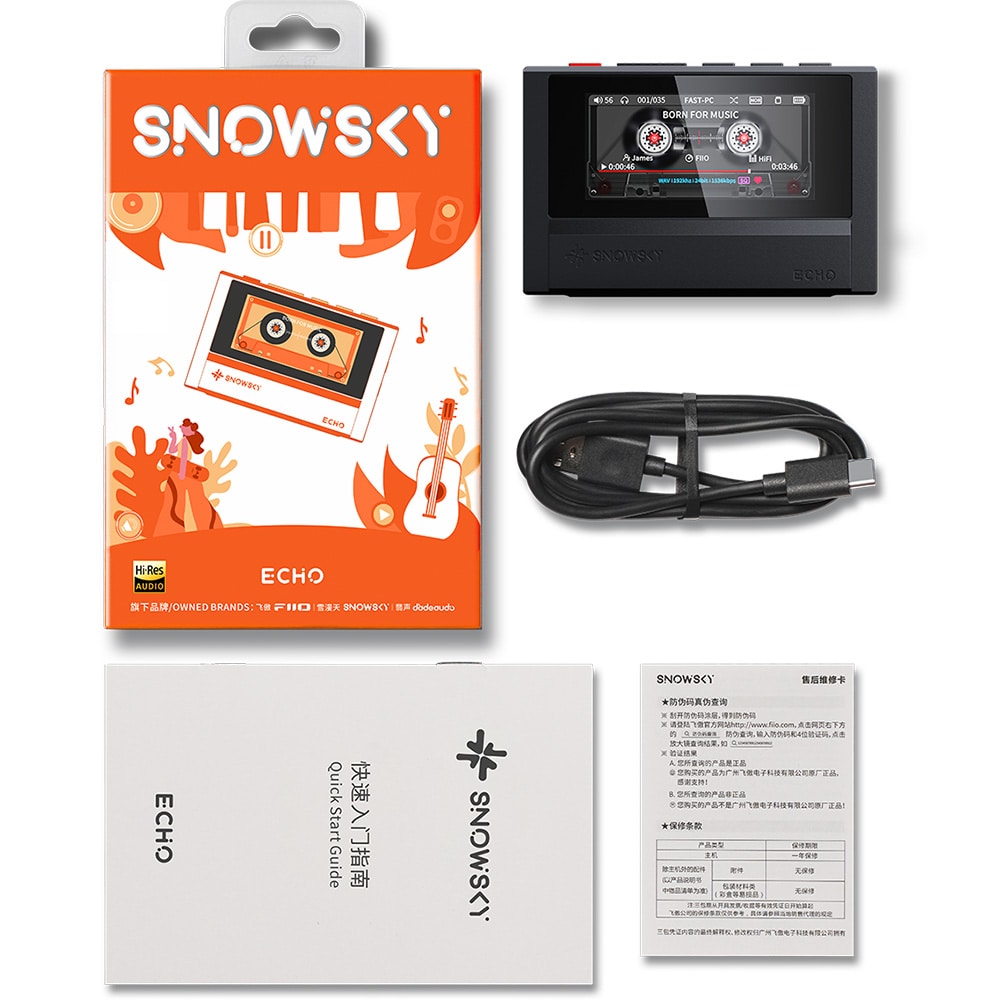 FIIO Snowsky ECHO ブラック + 専用ケース NEST-ECHO ブラック セット《ロゴ入りクロスプレゼント》 ブラック+レザーケース DZONE