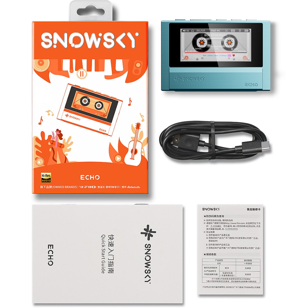 FIIO Snowsky ECHO ブルー + 透明専用ケース TNEST-ECHO-TPU セット《ロゴ入りクロスプレゼント》 ブルー+TPU透明ケース DZONE