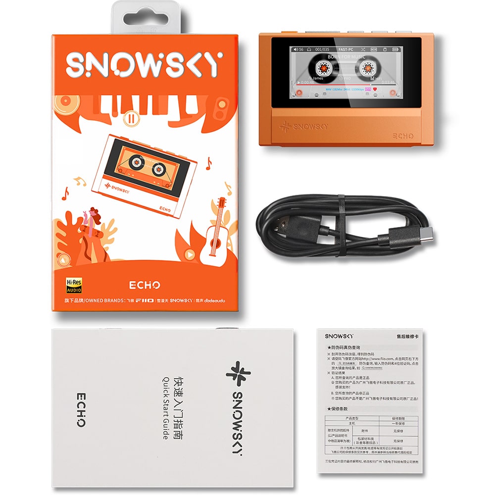 FIIO Snowsky ECHO オレンジ + 専用ケース NEST-ECHO オレンジ セット《ロゴ入りクロスプレゼント》 オレンジ+レザーケース DZONE
