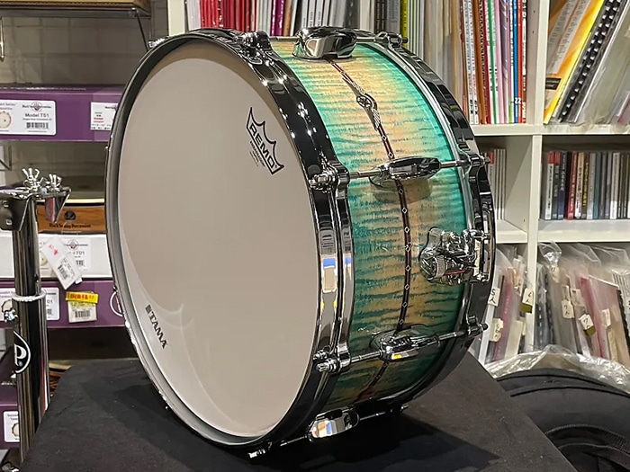 TMS1465SR ECB Star Maple Snare Drum / Emerald Sea Curly Maple Burst