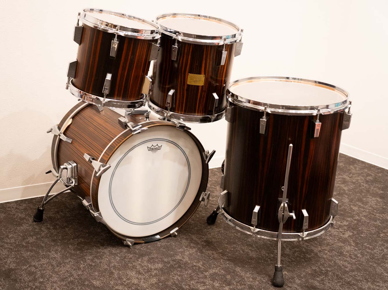 【VINTAGE】80's Signature Series Drum Set 18" 10" 12" 16" Makassar Ebony