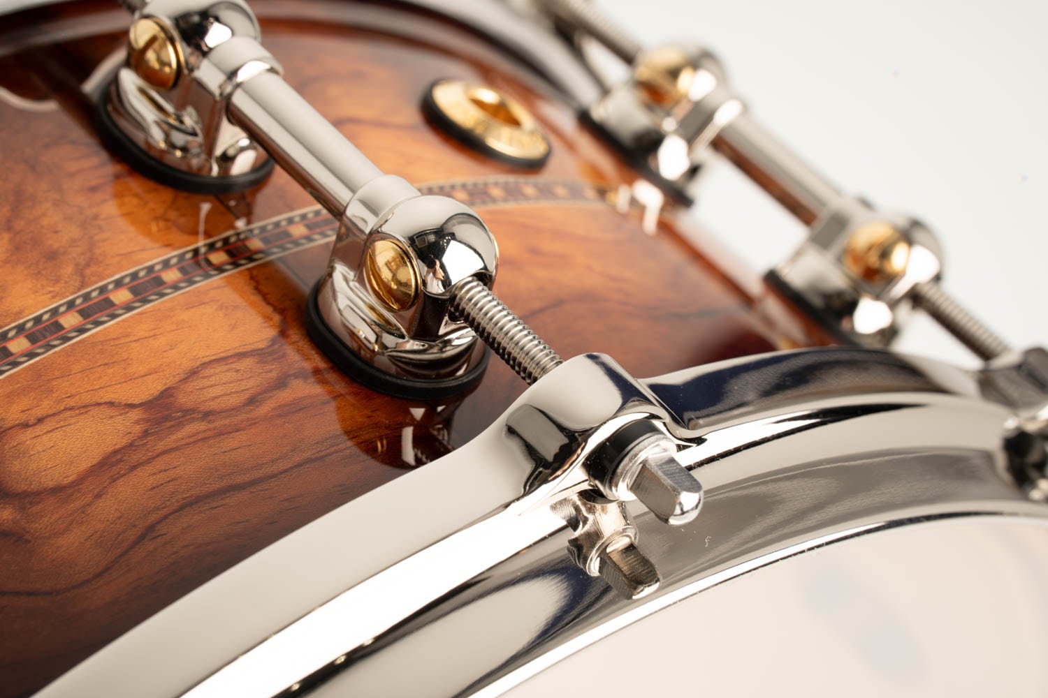 MWAC1455S/N MasterWorks Snare Drum / Artisan Natural Walnut Burst Bubinga Rosette Inlay 14"×5.5"