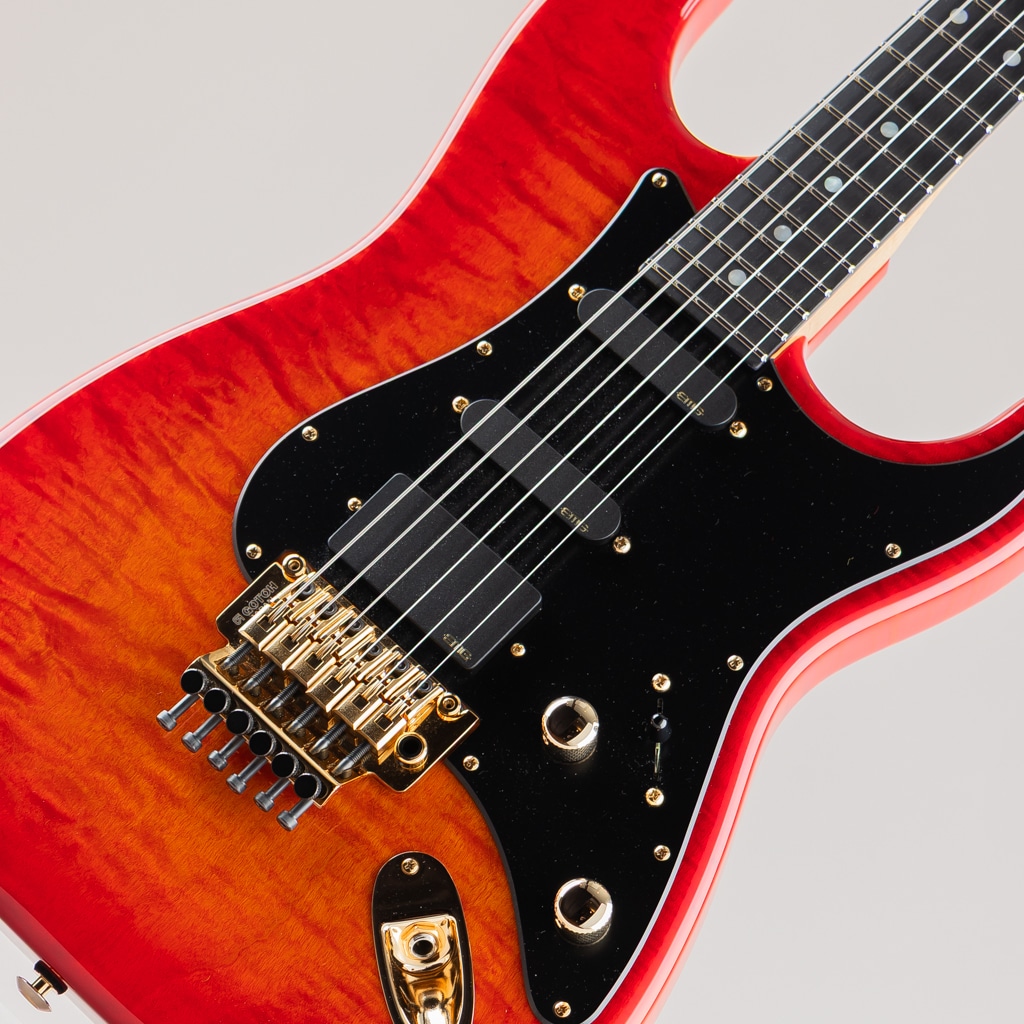 Neck-Through Carve Top Torrefied Silver Maple Honduras Mahogany H/S/H Trans Red