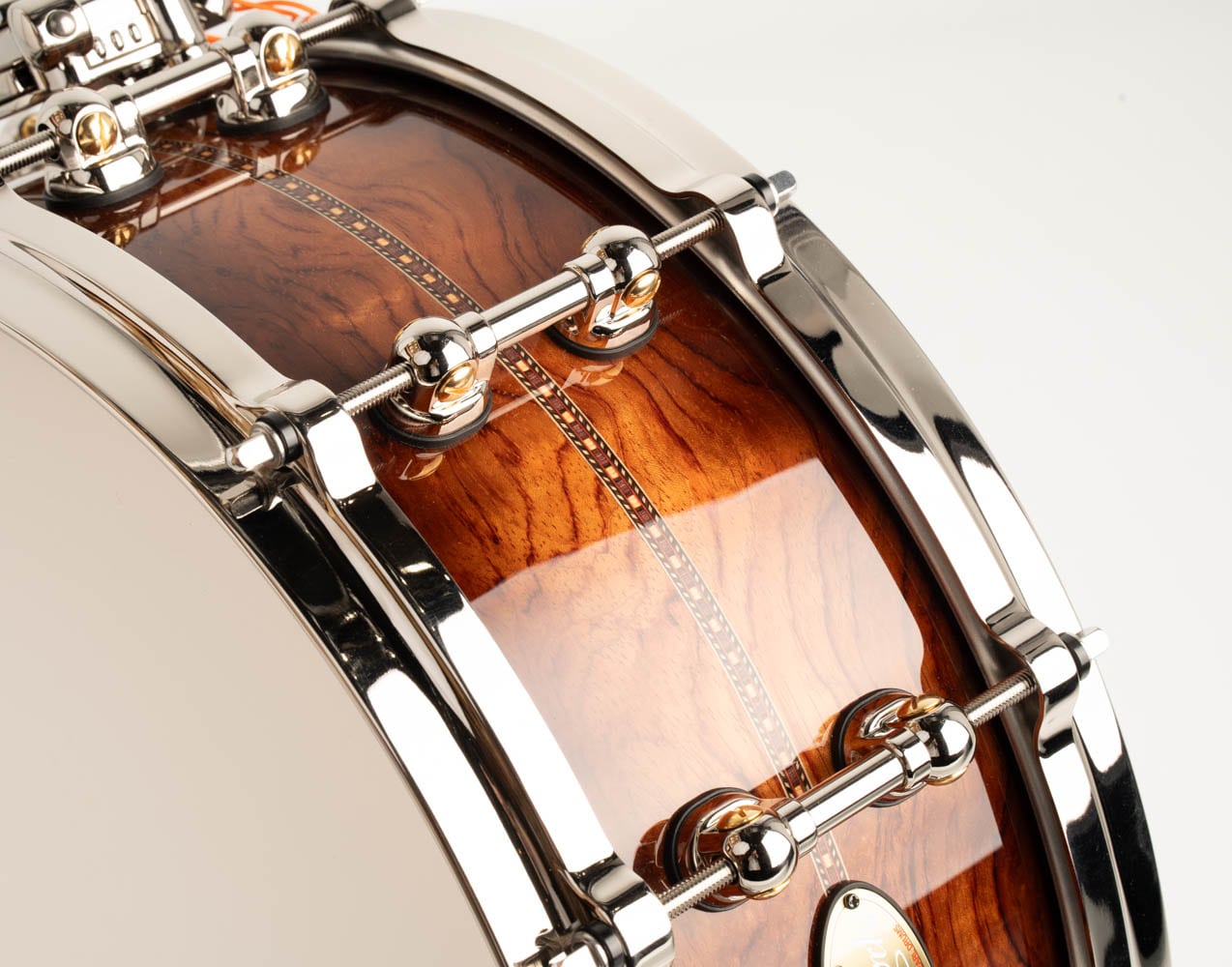 MWAC1455S/N MasterWorks Snare Drum / Artisan Natural Walnut Burst Bubinga Rosette Inlay 14"×5.5"