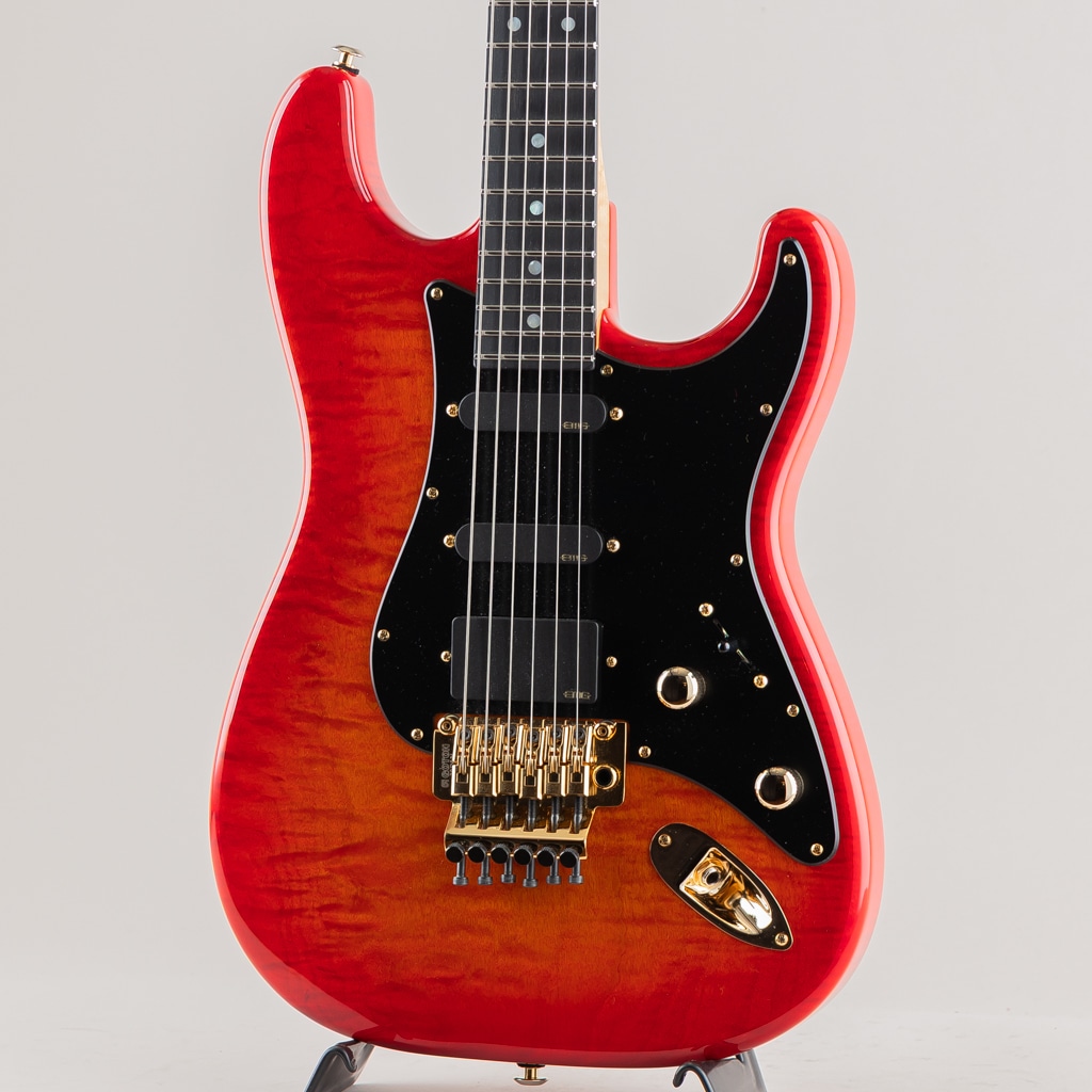 Neck-Through Carve Top Torrefied Silver Maple Honduras Mahogany H/S/H Trans Red