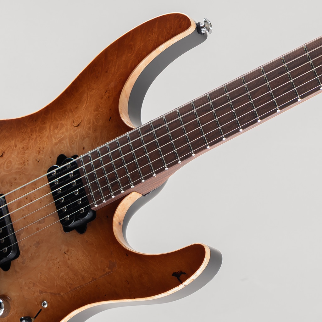 Custom Modern Carve Top Burl Maple Top Natural Burst w/Alder Body/Pau Ferro Neck
