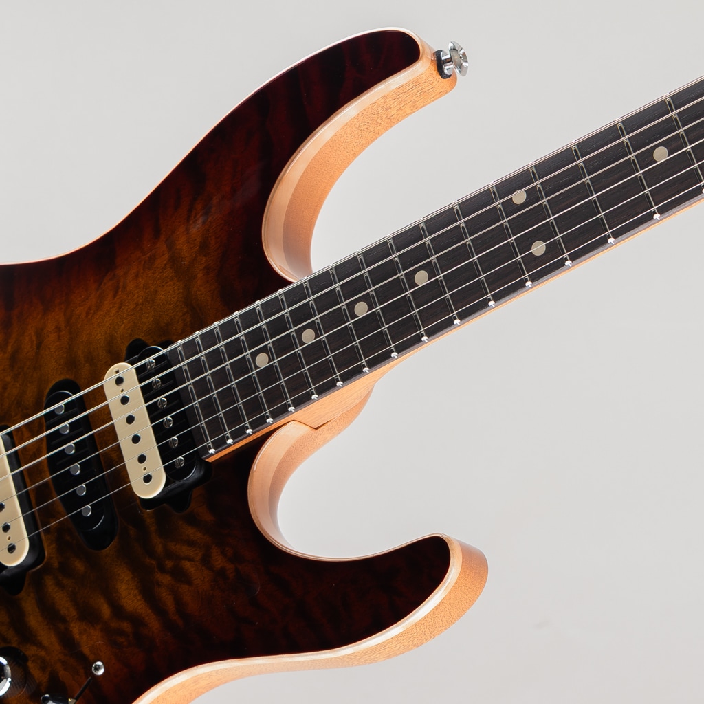 Custom Modern Carve Top Quilt Maple Top Bengal Burst w/Mahogany Body/Neck