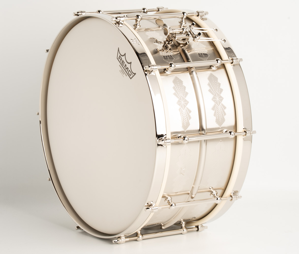 6.5"×14" Standard Model Nickel Over Brass / Hand Engraved AK Diamonds Pattern