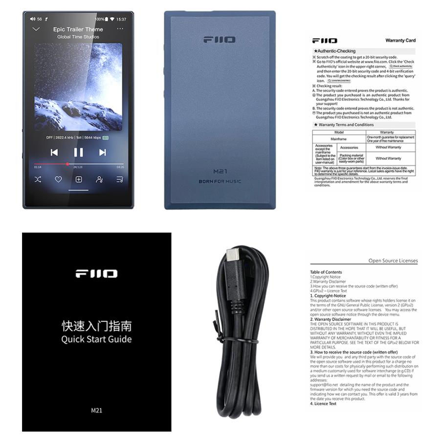 FIIO デジタルオーディオプレーヤー M21 ブルー (FIO-M21-L) 《ロゴ