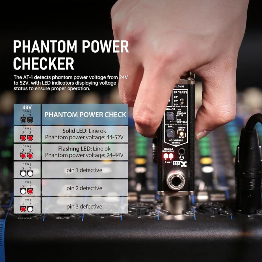 Xvive AT-1 ポータブルオーディオテスター ケーブルテスター ファンタム電源 チェッカー ヘッドホンモニター