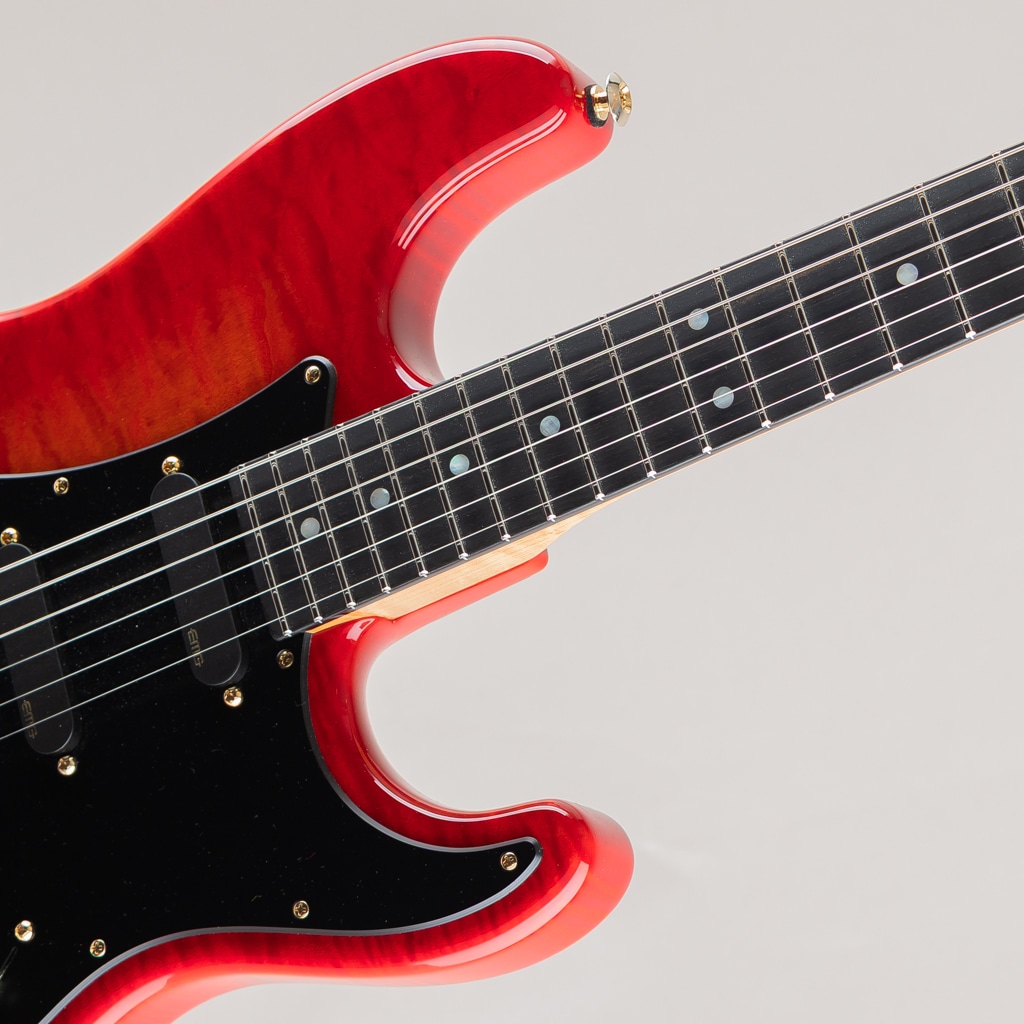 Neck-Through Carve Top Torrefied Silver Maple Honduras Mahogany H/S/H Trans Red