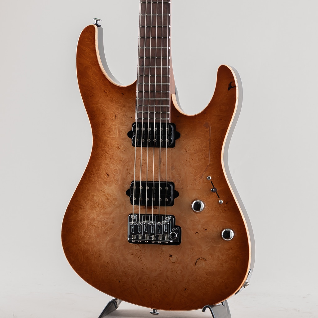 Custom Modern Carve Top Burl Maple Top Natural Burst w/Alder Body/Pau Ferro Neck