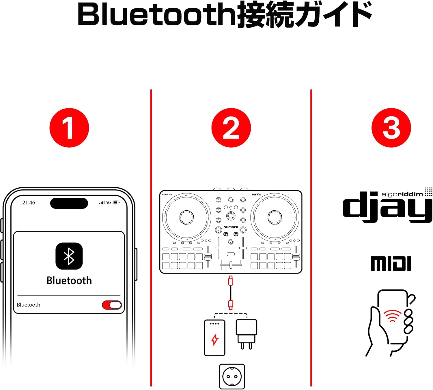 Numark DJコントローラー Party Mix 3 LED搭載 Bluetooth対応