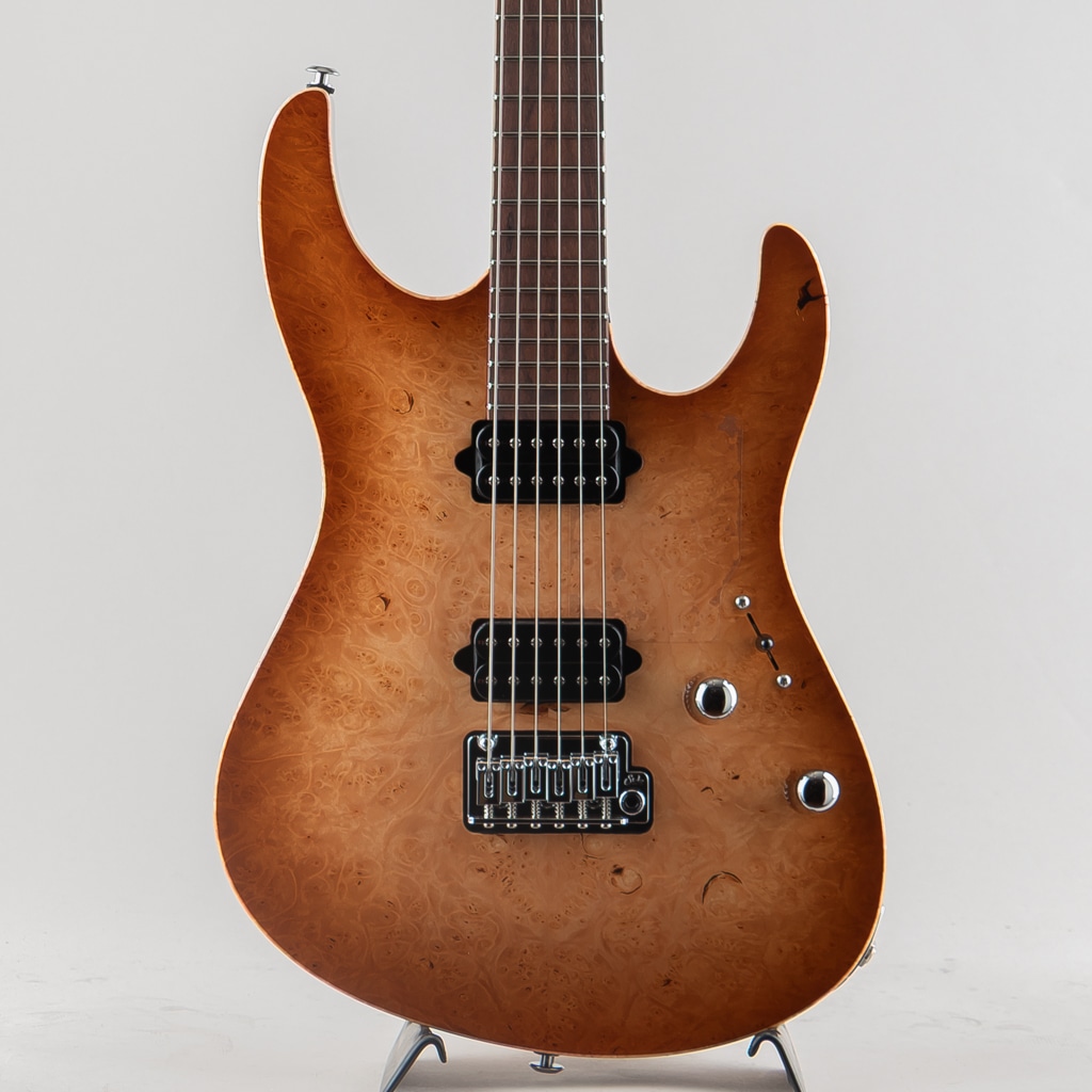 Custom Modern Carve Top Burl Maple Top Natural Burst w/Alder Body/Pau Ferro Neck