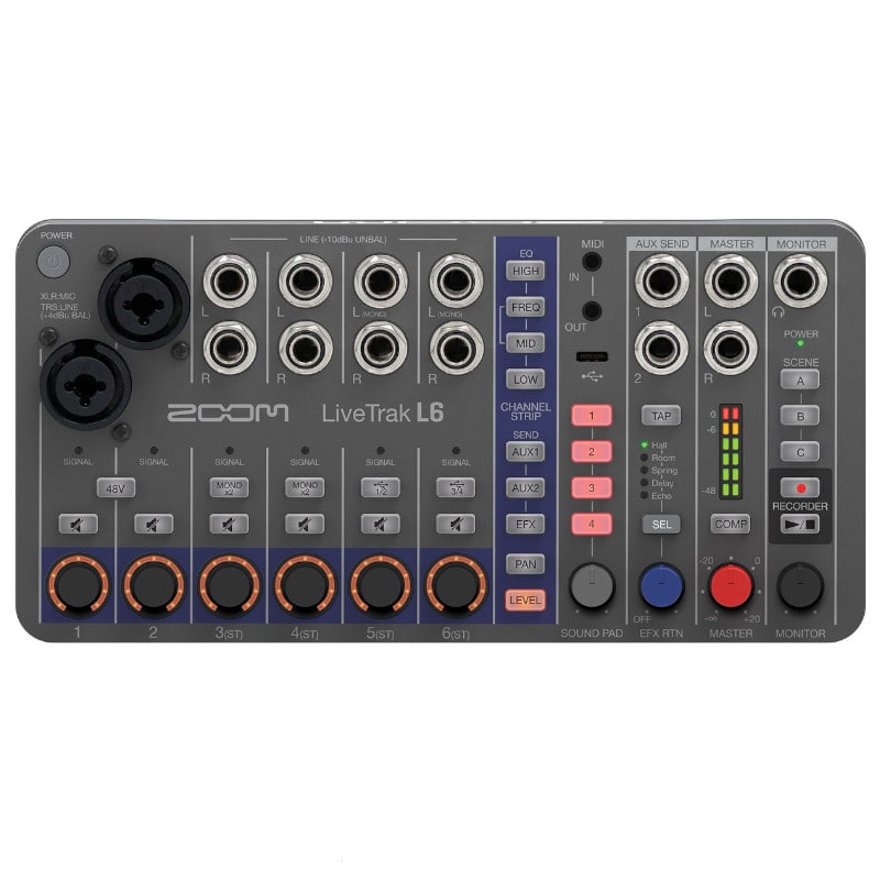 ZOOM ズーム LiveTrak L-6 ライブ演奏のミックス、モニター、レコーディングを1台で《3年延長保証(ユーザー登録)》