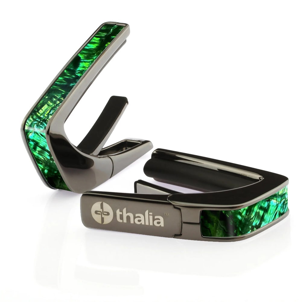 タリア カポ Thalia Capos Exotic Shell Series Emerald Green Abalone / Black Chrome / ギター 12インチフレットパッド付属