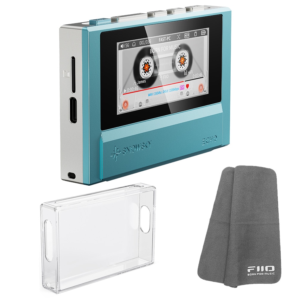 FIIO Snowsky ECHO ブルー + 透明専用ケース TNEST-ECHO-TPU セット《ロゴ入りクロスプレゼント》 ブルー+TPU透明ケース DZONE