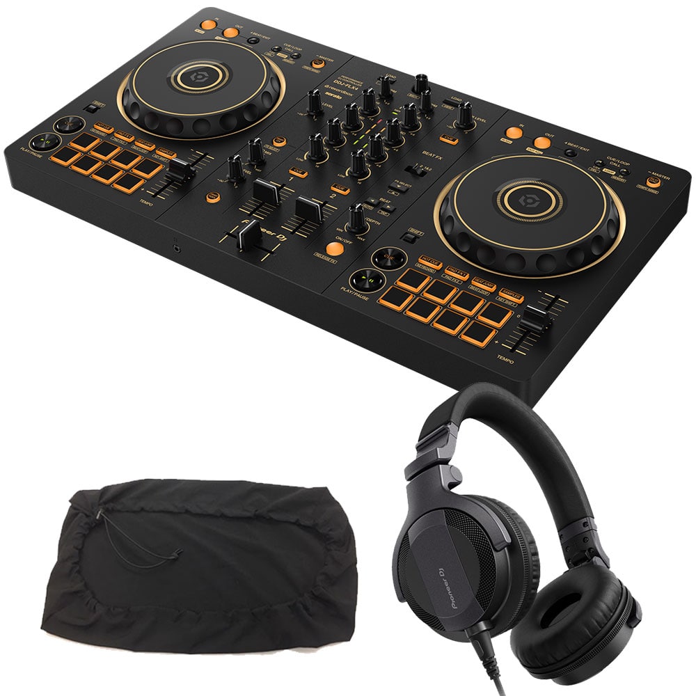 《6月26日発売》 PIONEER DJコントローラー DDJ-FLX4-N (ゴールド) + ヘッドホン HDJ-CUE1 + ダストカバー セット 【DDJ-400 後続機種】 ゴールド DZONE