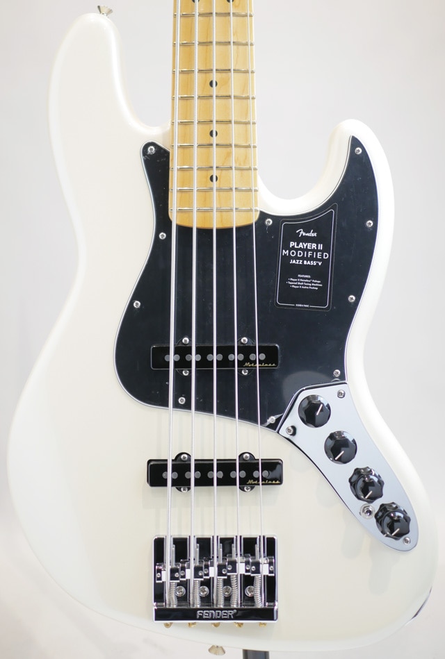 Player II Modified Active Jazz Bass V MN / Olympic Pearl OLP BASS SIDE