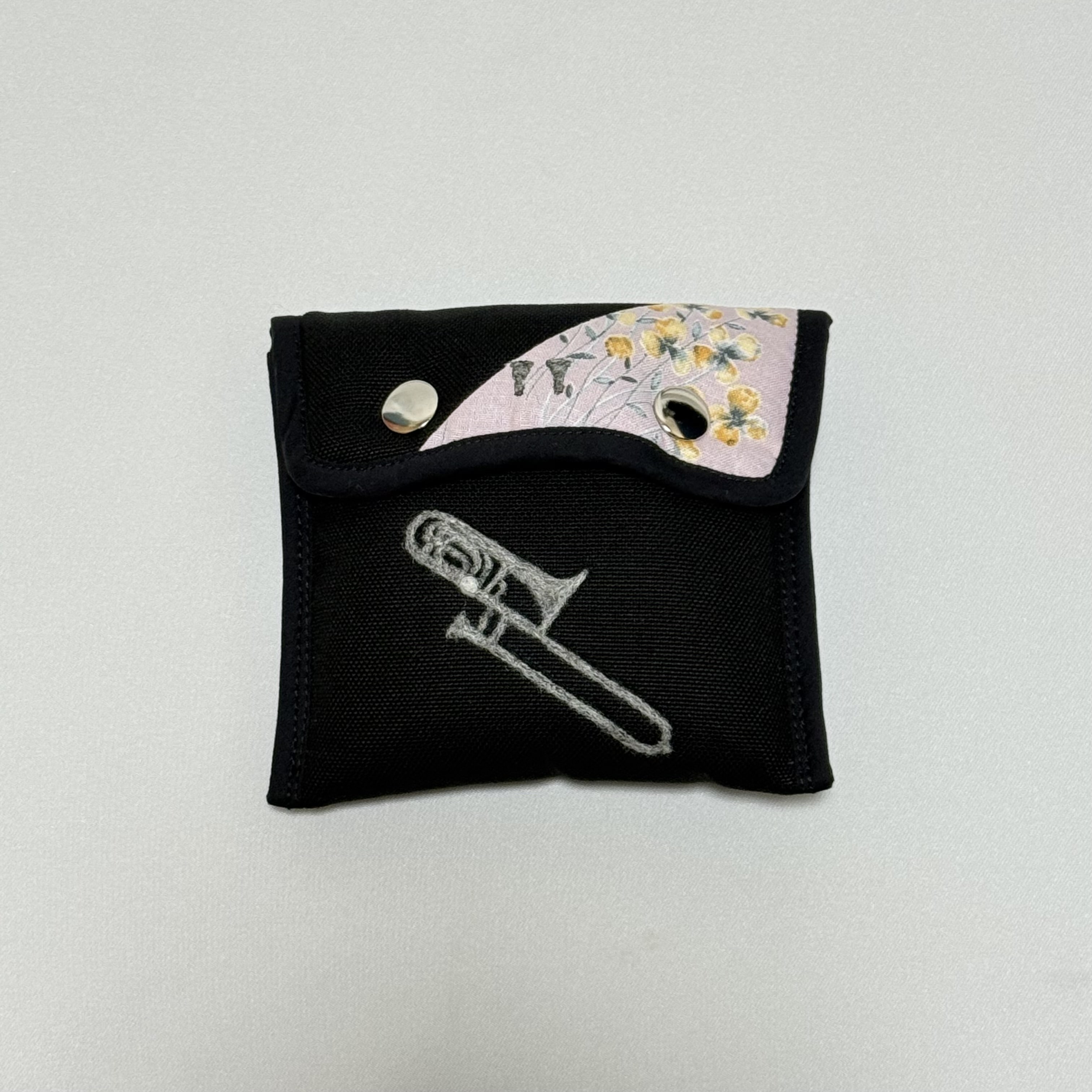トロンボーンマウスピースポーチ 羊毛フェルト刺繍入り<ピンク> 2本用 2本用 LowBrassCenter