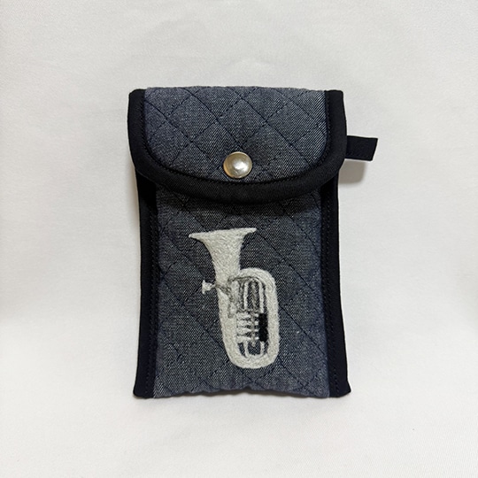 テューバマウスピースポーチ 羊毛フェルト刺繍入り<デニム> デニム Low Brass Center