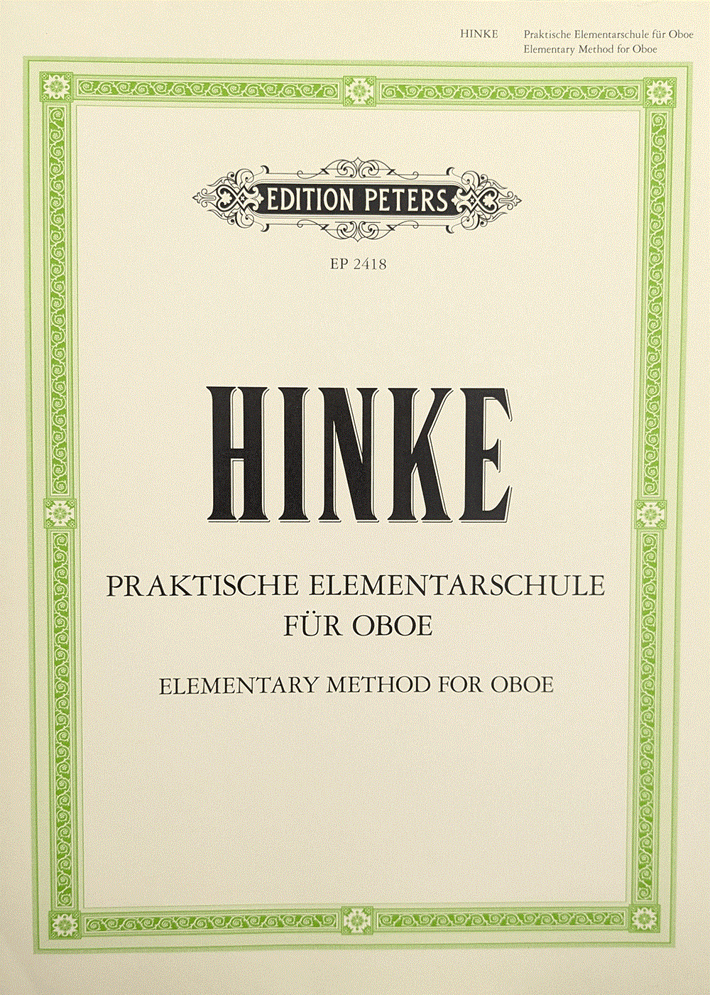 ヒンケ/エレメンタリー・メソッド（初級教則本）(オーボエ洋書)