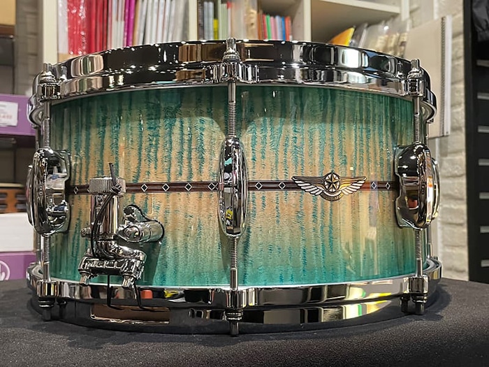 TMS1465SR ECB Star Maple Snare Drum / Emerald Sea Curly Maple Burst