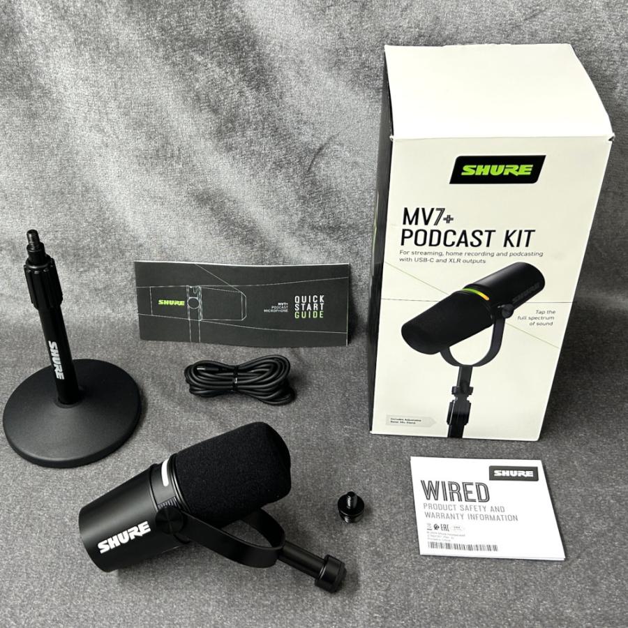 《アウトレット品》 ダイナミック マイク SHURE シュアー MV7+-K-J (ブラック) + デスクトップスタンド付き [MV7+-K-BNDL-J]《国内正規品 2年保証》