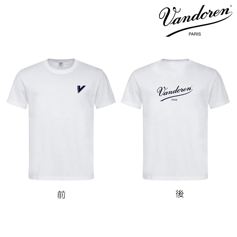 Vandoren バンドーレン ホワイト Tシャツ 青色ロゴ Lサイズ VTS25BL 【ポスト投函】※日時指定非対応・郵便受けにお届け致します