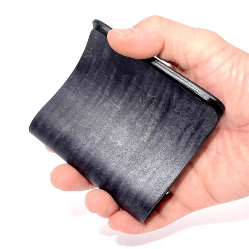 《HAND MADE Made in Japan》 sciva マネークリップ Black ブラック 黒 wal-005 BLK 樹の肌触りと革の味わい エイジングにより艶、触り心地の変化を楽しめる