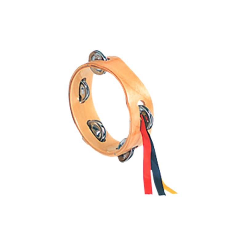 ヤマヨ モンキータンバリン No.45 クリア （木目・白枠） スズ （ジングル） 5穴1段 タンブリン