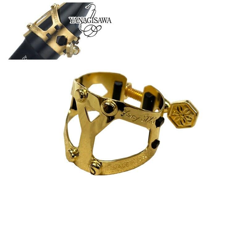 YANAGISAWA Yany SIXS リガチャー 【 アルトサックス B♭クラリネット兼用 】 逆締め 1つネジ ヤナギサワ ヤニー・シクス 金メッキ仕上げ