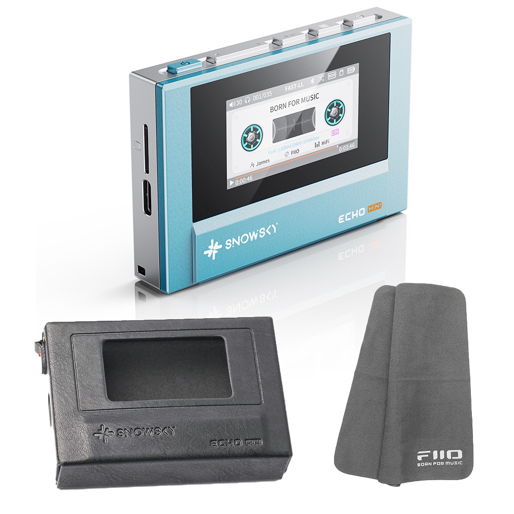 《ロゴ入りクロスプレゼント》 FIIO デジタルオーディオプレーヤー Snowsky ECHO MINI ブルー + 専用ケース SK-ECHOMINI セット