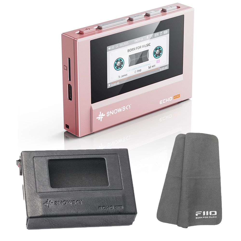《ロゴ入りクロスプレゼント》 FIIO デジタルオーディオプレーヤー Snowsky ECHO MINI ピンク + 専用ケース SK-ECHOMINI セット