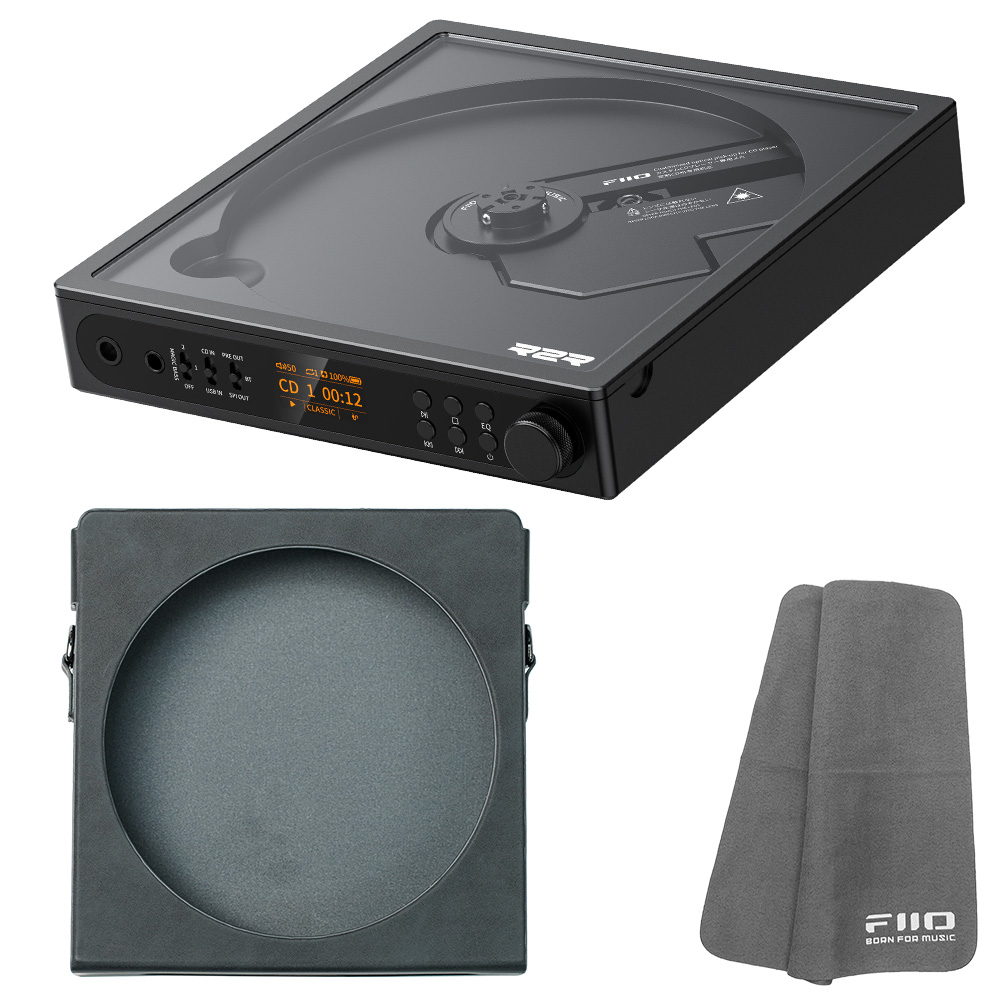 FIIO CDプレーヤー DM15 R2R ブラック + 専用PUレザーケース NEST-DM15 R2R ブラック セット 《ロゴ入りクロスプレゼント》