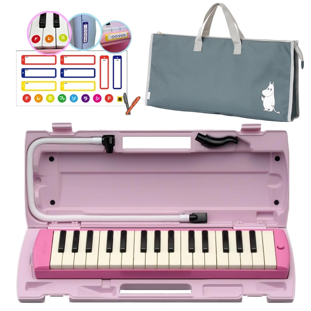 【おなまえドレミシールプレゼント】 YAMAHA P-32EP (ムーミン柄 バッグセット) ピアニカ ピンク ヤマハ 32鍵盤 ≪メーカー保証1年≫