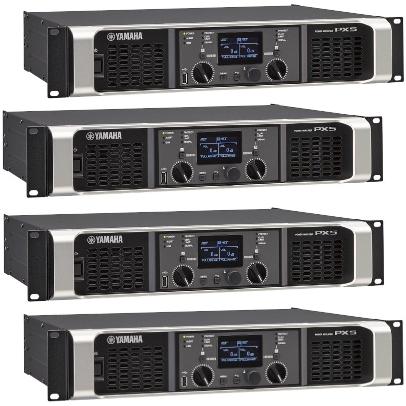 YAMAHA ヤマハ PX5 高音質パワーアンプ 800W x 2（4Ω） / 500W x 2（8Ω）のミドルパワーモデル4台SET
