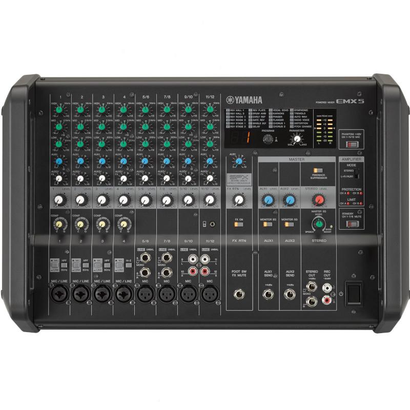 YAMAHA ヤマハ EMX5 630W+630W(4Ω)の高出力パワーアンプを内蔵し、様々な用途に対応できるボックス型パワードミキサー