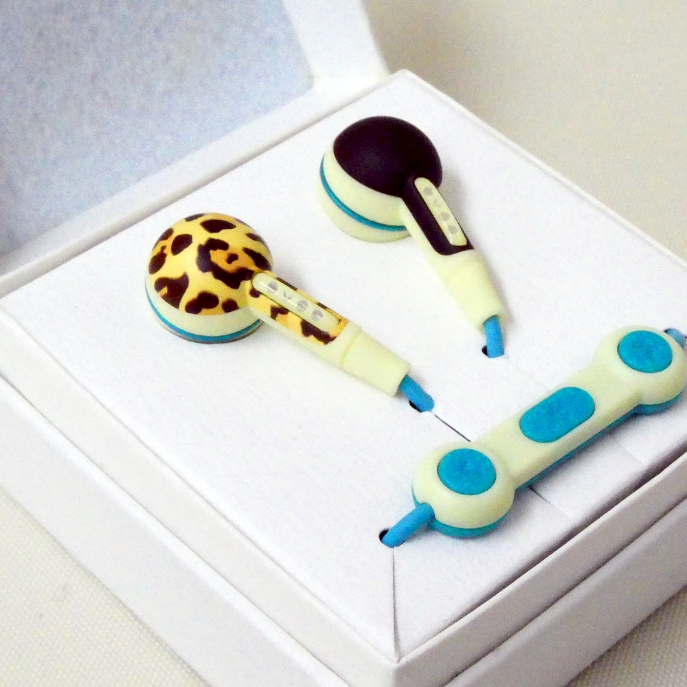 《アウトレット》KOTORI 101+ ヒョウ柄 & ブラウン Leopard Brown リモートマイク付き カスタムデザイン 有線イヤホン