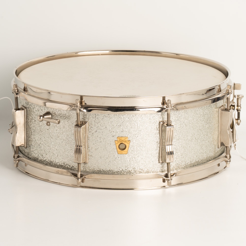 【VINTAGE】1964-65' No.908P Jazz Festival Model Sparkling Silver Pearl NOB Hoops 14"×5.5"