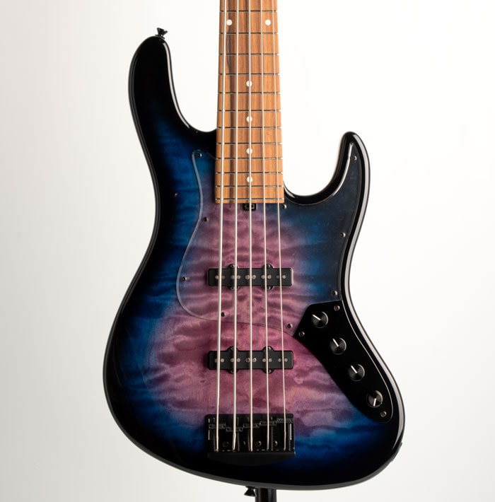 Custom Bass 5st Quilt Maple Top Purple Blue Burst