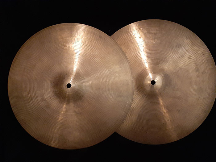 【VINTAGE】Late 70s OLD A 14" NewBeat HiHats 819g/1,446g