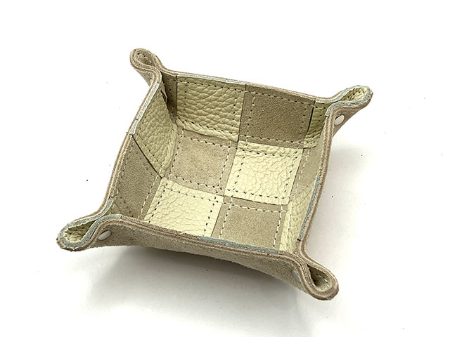 レザーピックトレイ 【パッチワークデザイン (モカベージュ)】