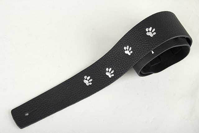 LITEシリーズ Slim 刺繍ストラップ ねこ足あとブラック × シルバー【刺繍カラーオーダーモデル】