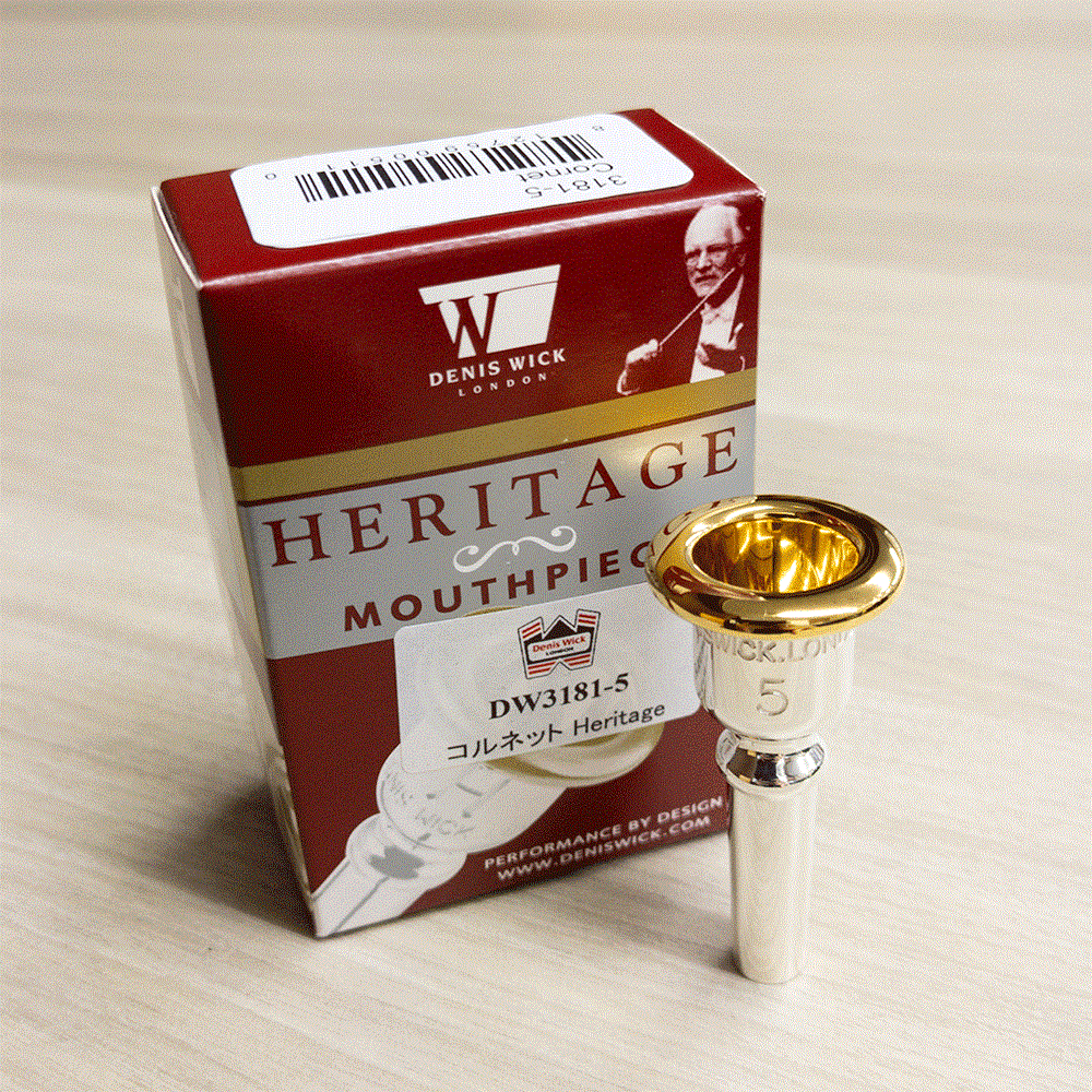 【長期在庫につき特価】コルネットマウスピース Heritage 5 リムインナーゴールドプレート