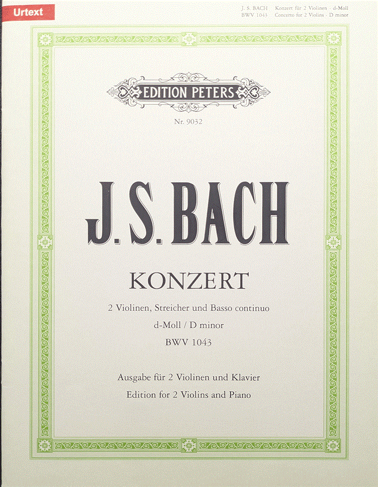 【2Vn+Piano】バッハ / 2本のバイオリンと管弦楽のための協奏曲 ニ短調 BWV1043（弦楽器洋書）