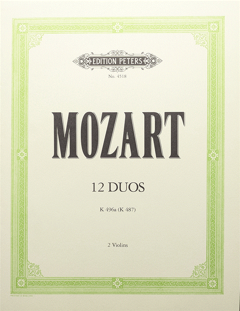 【2Vn】モーツァルト / 12のやさしい二重奏曲 KV487（弦楽器洋書）