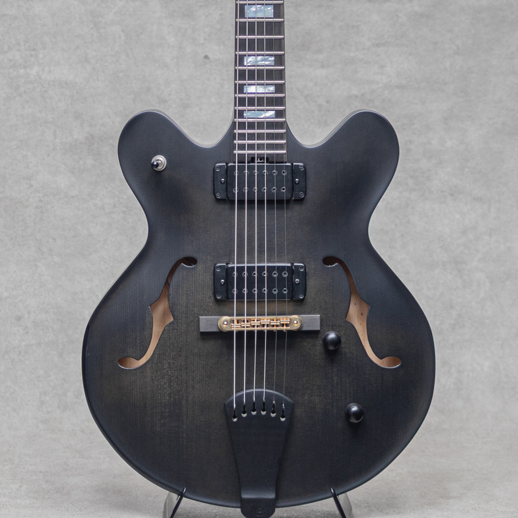 Model 35 Chambered Semi-hollow Black Smoke Stain Block Position Gold Hardware  S/N:754